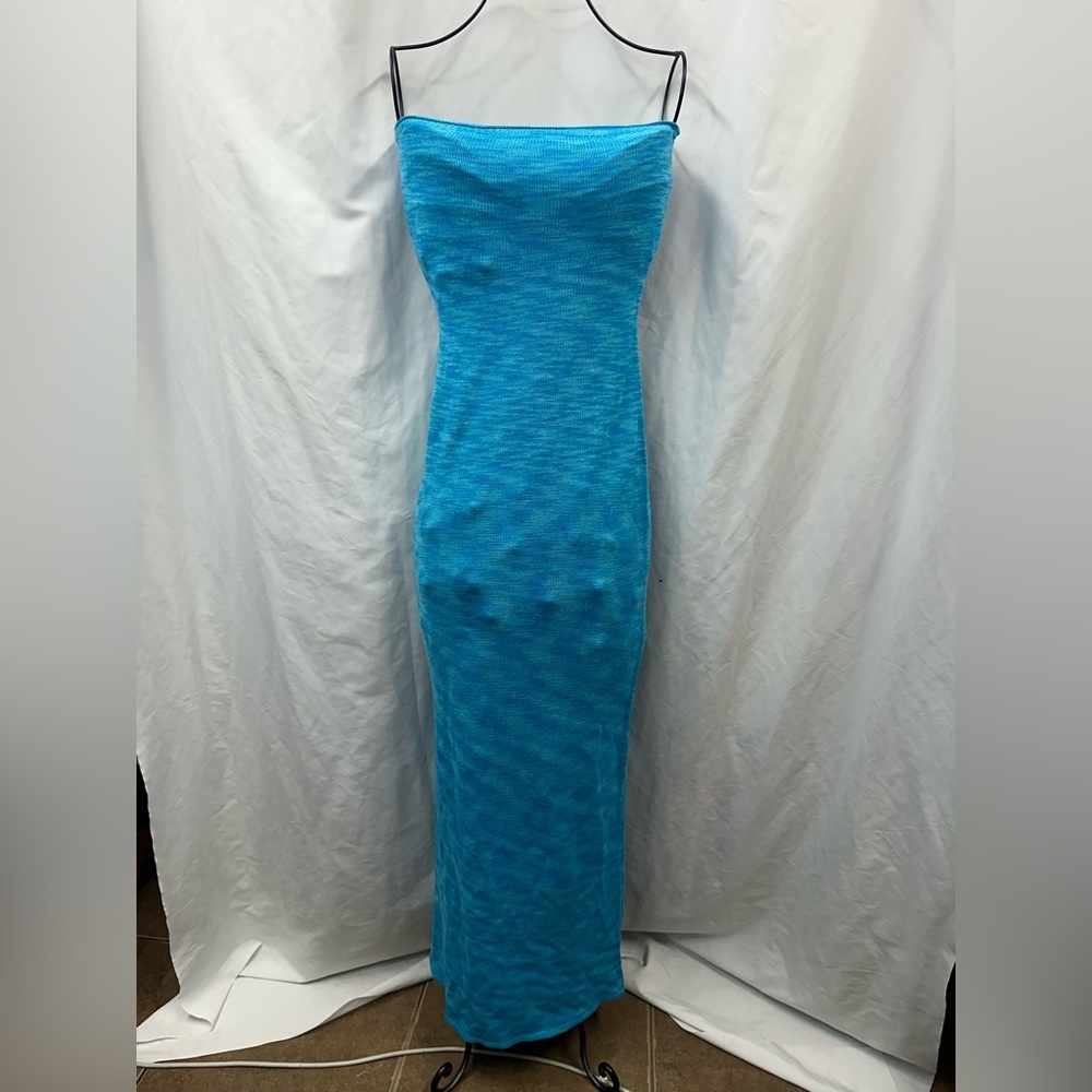 Tiger Mist blue knit strapless maxi dress size M - Picture 2 of 6